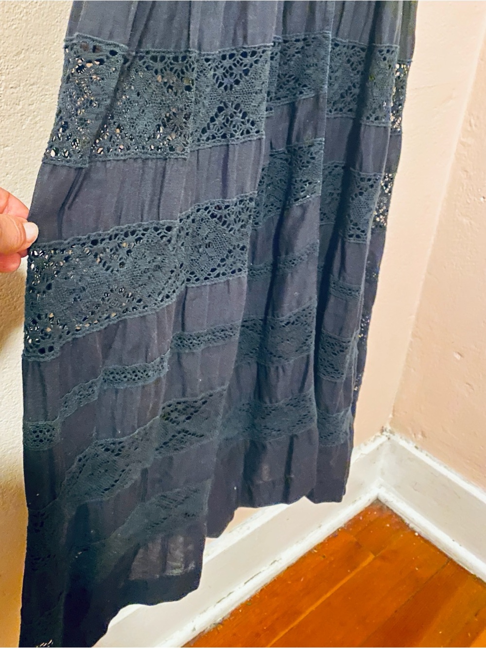 Loveshackfancy Cotton Edie Crochet Maxi Midi Lace Dress Black Small - Picture 8 of 16